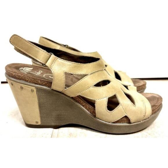 Dansko Womens Felicia Wedge Sandals EU 40 US 9.5 10 Tan Brown Comfort Boho - Picture 1 of 13